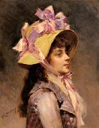 Raimundo Madrazo Portrait Of A Lady In Pink Ribbons oil painting artist